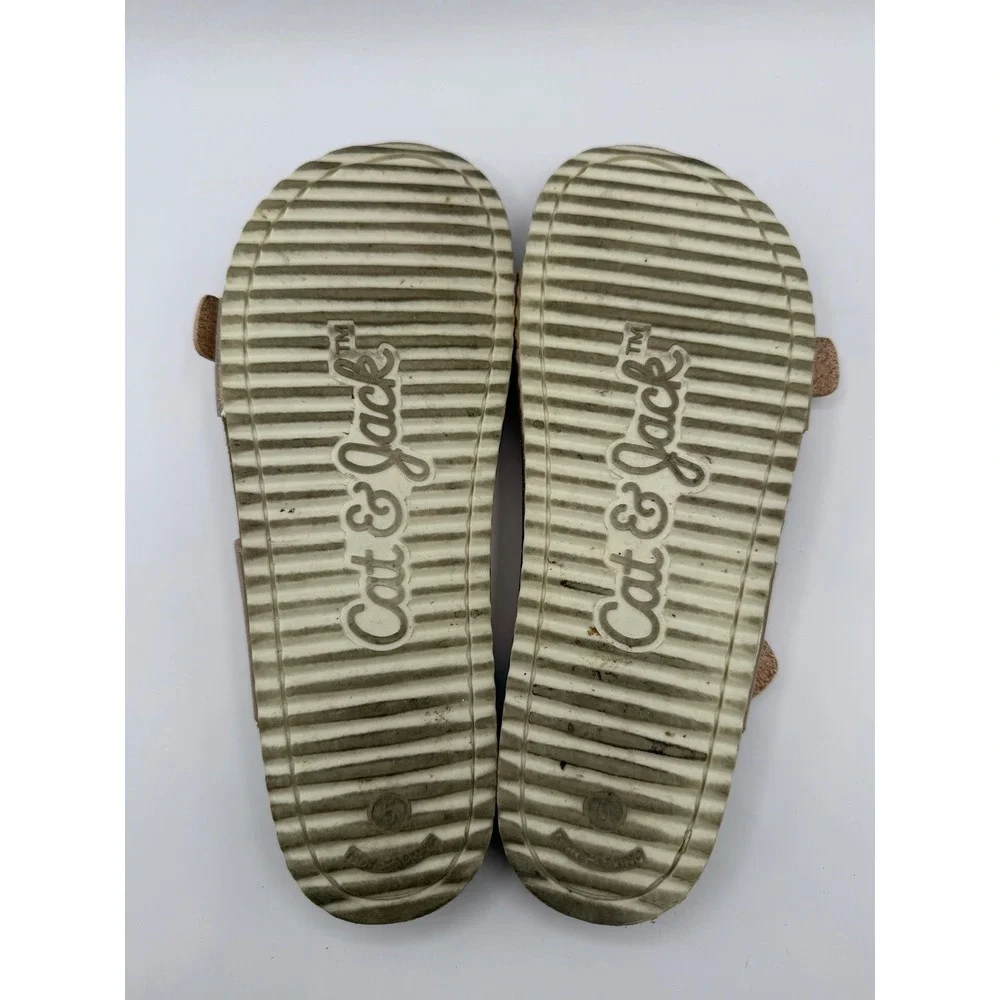 Cat & Jack Slide‎ Sandals Girls Size 5 Rose Gold Metallic Double Buckle Slides